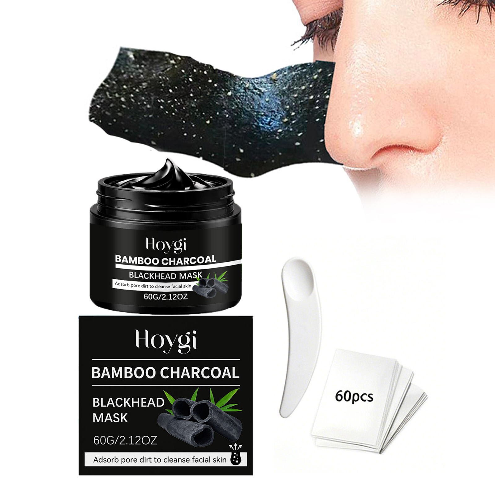 Face Mask Skincare - Maska z węglem bambusowym na zaskórniki,